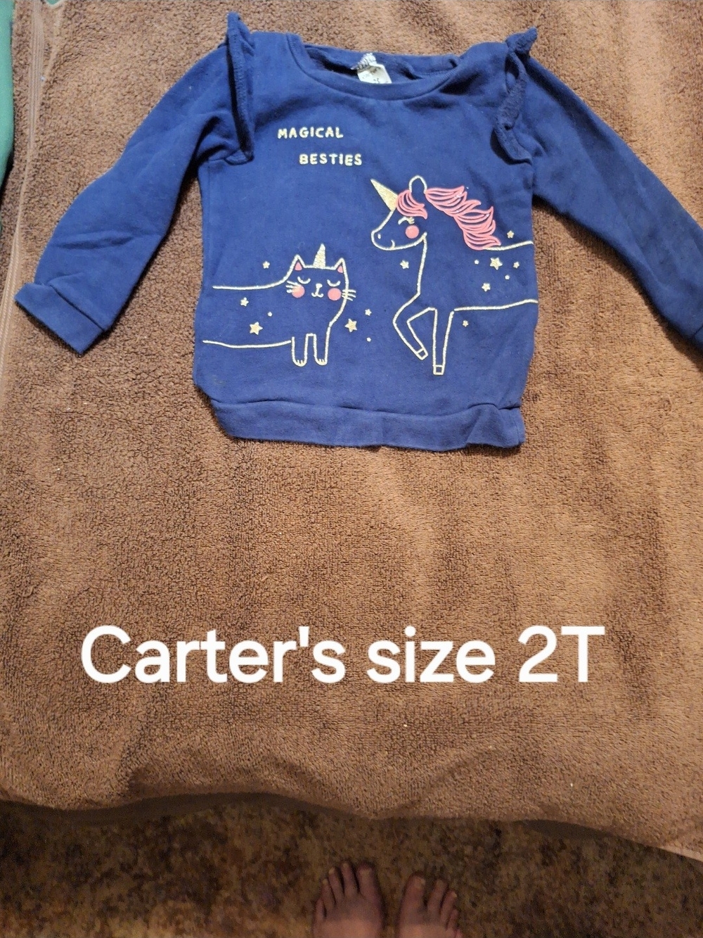 Carter's Navy Blue "Magical Besties" Unicorn & Cat Sweatshirt